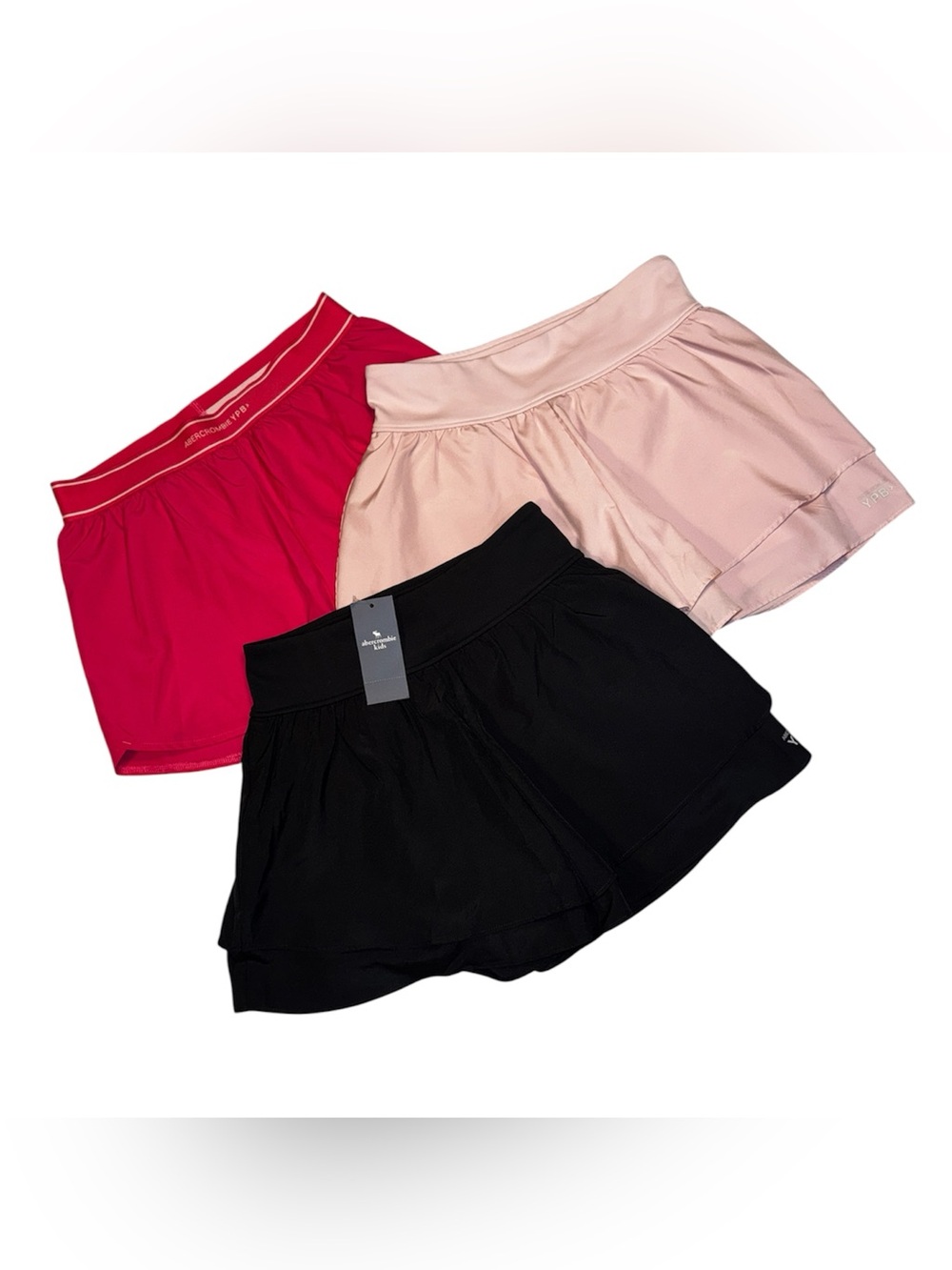 abercrombie kids Pink, Hot Pink & Black Active Shorts (Set of 3) size 11 / 12